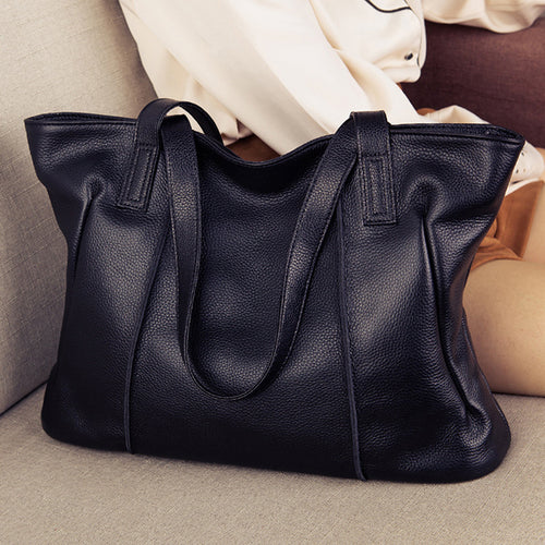 Bolso tote de piel auténtica de gran capacidad