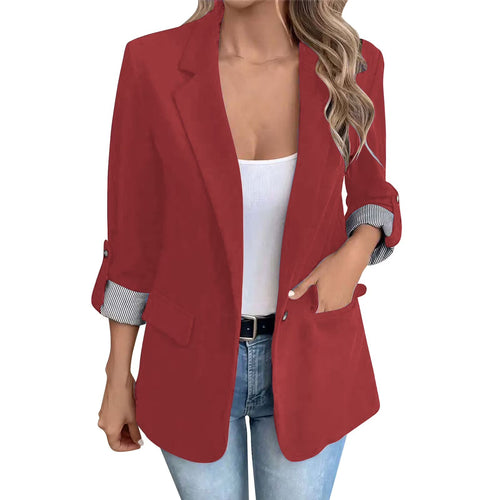 Blazer Casual para Mujer: Chaqueta de Manga Larga con Frente Abierto para la Oficina y Estilo Business Casual