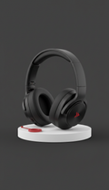 Auriculares inalámbricos negro mate con logo rojo